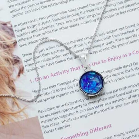 2/$40 Blue Round Crystal Necklace - Picture 3 of 11